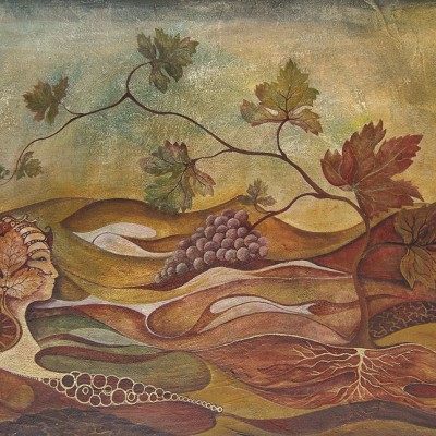 LAS JOYAS DE LA SEQUÍA.THE JEWELS OF THE DROUGHT.  Ibiza 2005 50x74cm. Acrílico sobre lienzo de pasta. Acrylic on textured canvas.