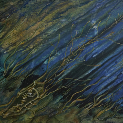 "Posidonia" 39x30cm.  Oil and egg tempera on wood.